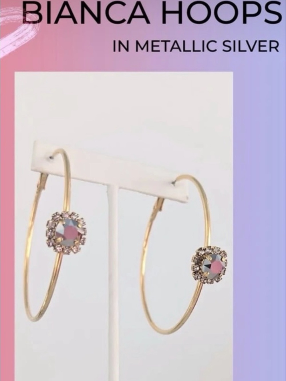TOVA Bianca Hoops In Metallic Silver